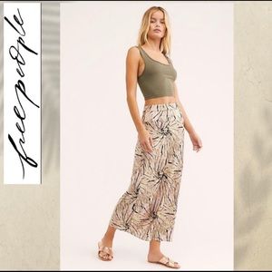Free People Tan and Black Midi Skirt